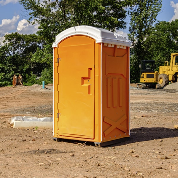 how often are the portable restrooms cleaned and serviced during a rental period in Humphrey